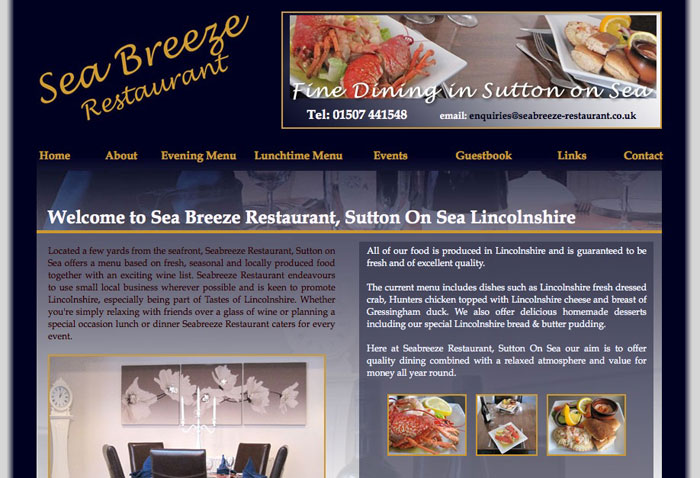 Web Design Nottingham - Seabreeze Restaurant